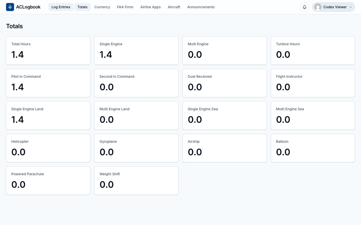 Totals screenshot